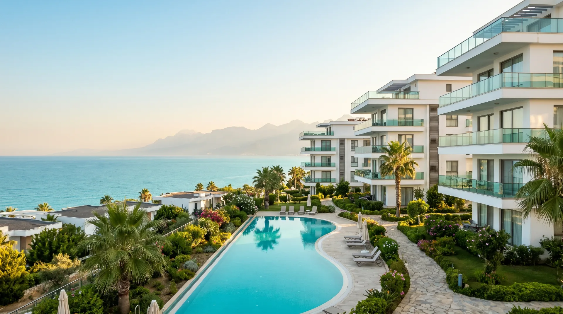 Moderne Wohnanlage mit Pool an der Küste von Antalya