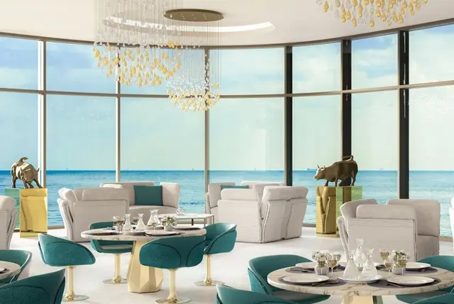 Möblierte Wohnungen mit Pool auf dem Balkon in Dubai Maritime City-8