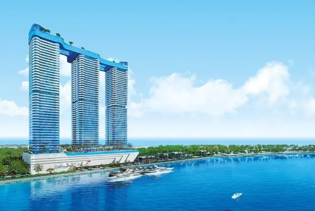 Möblierte Wohnungen mit Pool auf dem Balkon in Dubai Maritime City-1