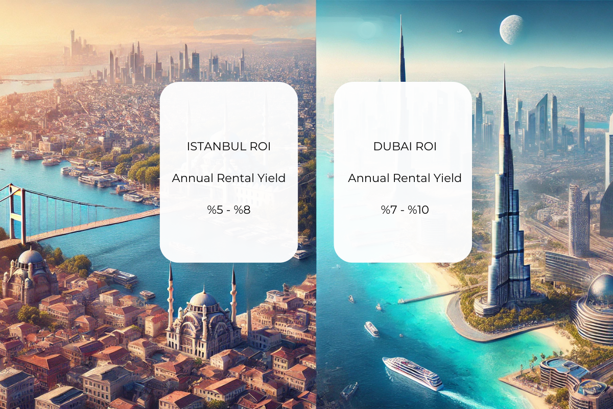 Real estate investment annually rental returns in istanbul and dubai