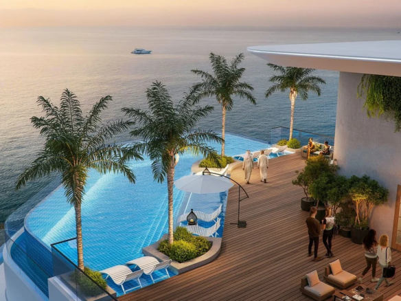 Luxury waterfront residences at pelagia al marjan island with contemporary coastal architecture