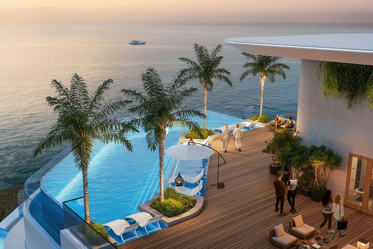 Luxury waterfront residences at Pelagia Al Marjan Island with contemporary coastal architecture