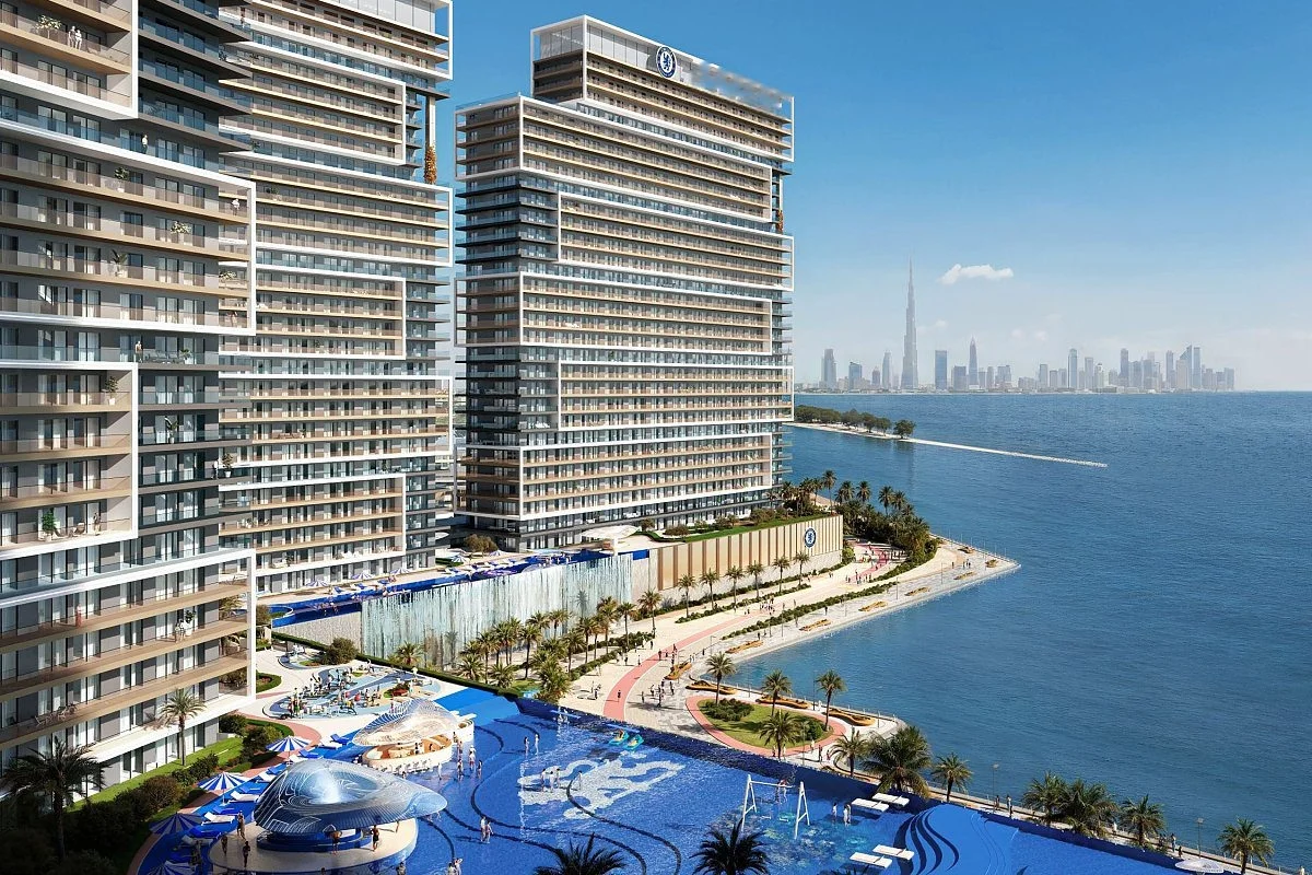 Modern luxury apartments at chelsea residence in dubai with contemporary architectural design