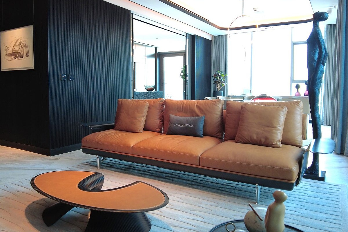 Interior space at Da Vinci Tower Business Bay featuring bespoke details inspired by Pagani craftsmanship