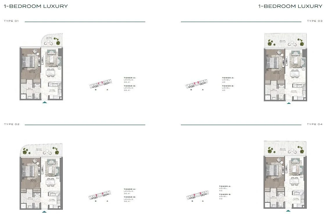Apartment floor plan of DAMAC Bay 2 Dubai Harbour showing functional layout within a branded residence concept