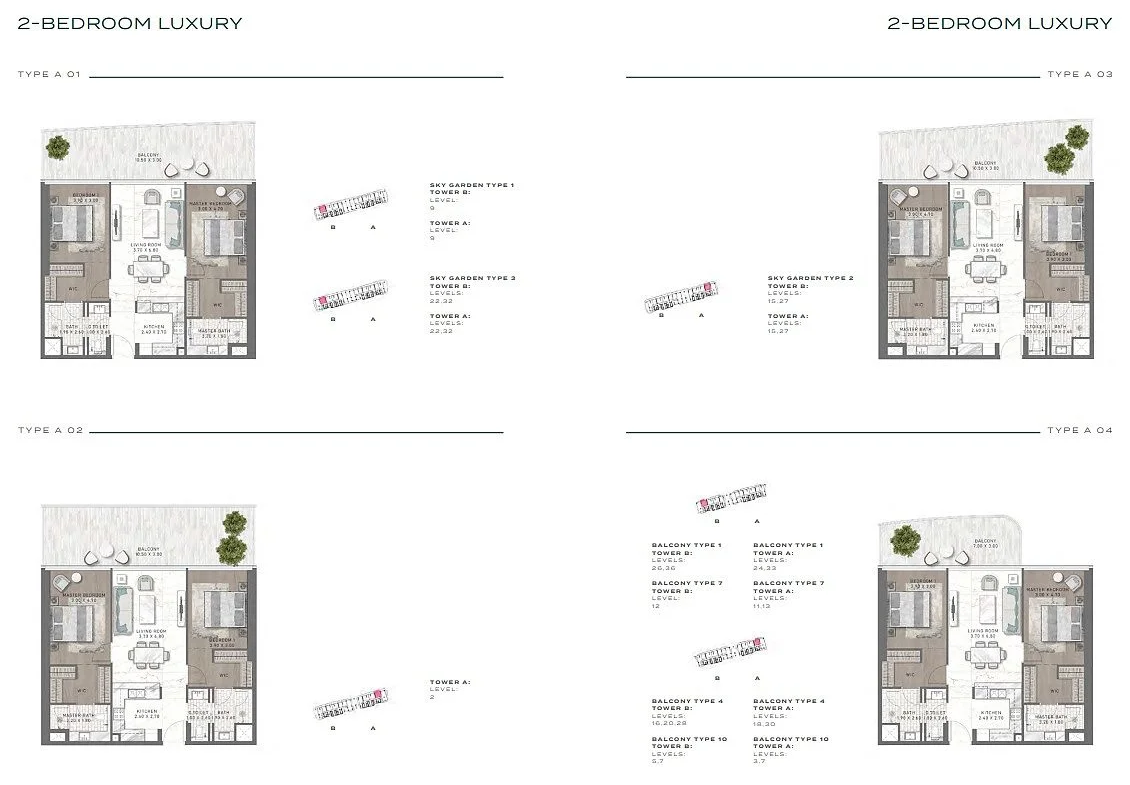 Apartment floor plan of DAMAC Bay 2 Dubai Harbour showing functional layout within a branded residence concept