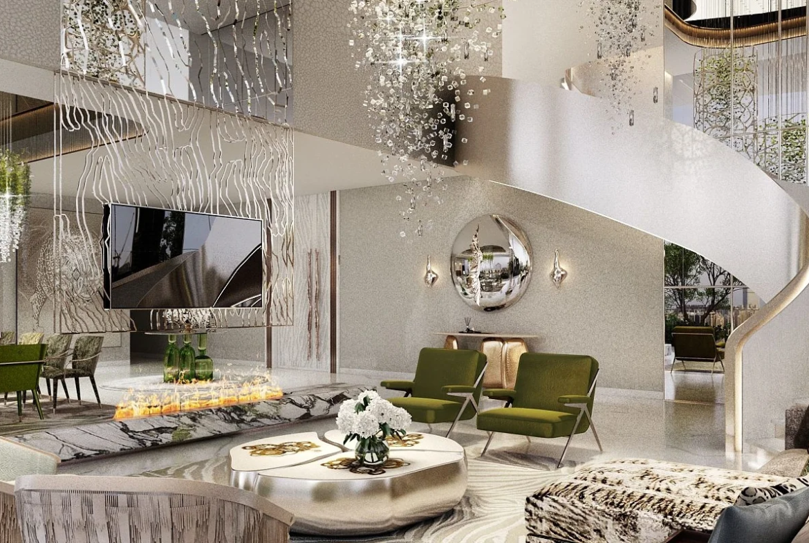 Statement interior design at DAMAC Bay 2 by Cavalli featuring bold details and luxury finishes