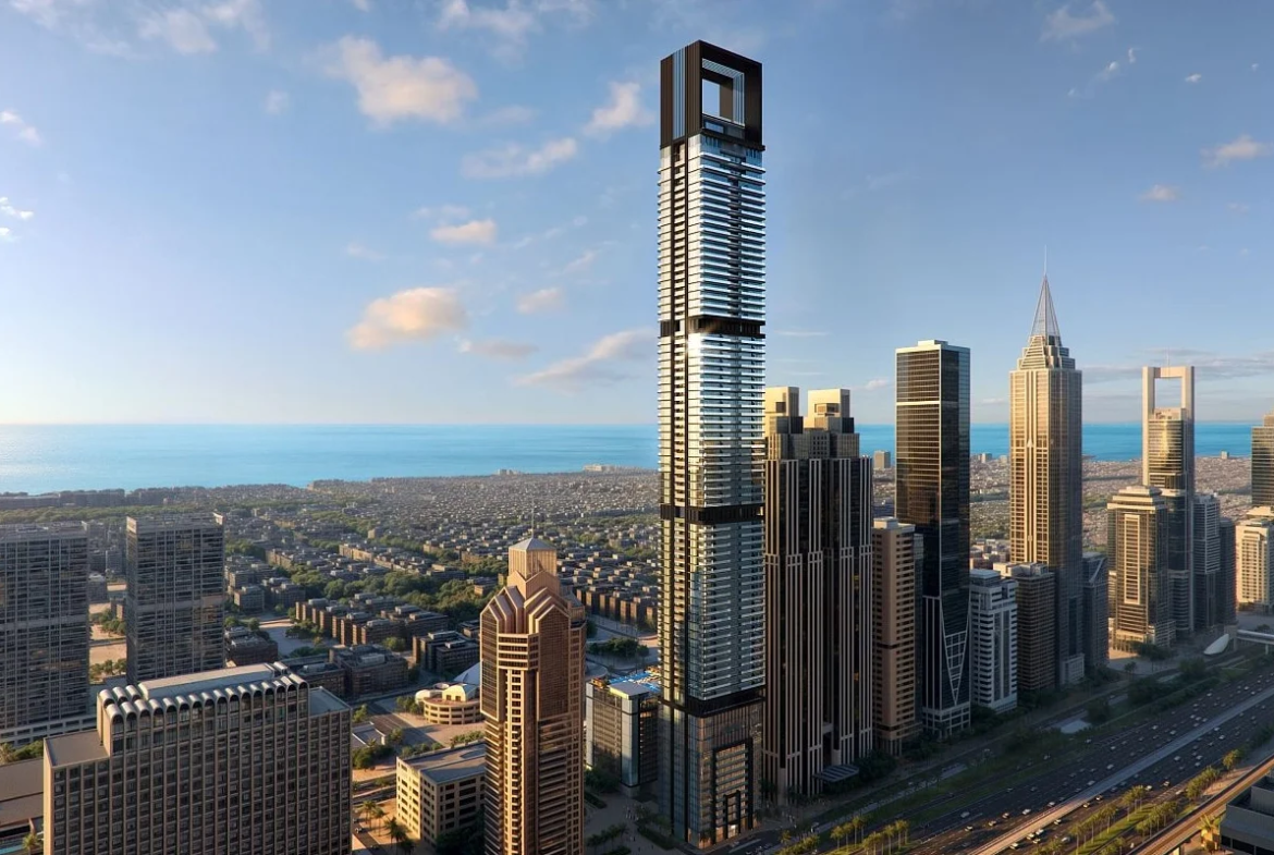 Exterior view of Trump Hotel Residence Al Satwa Dubai showcasing modern and prestigious architecture