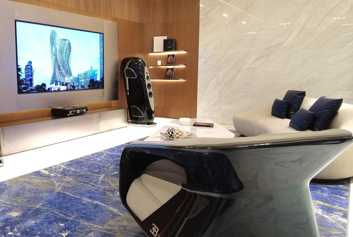 Luxury interior living space at Bugatti Residences Business Bay featuring bespoke details and refined finishes