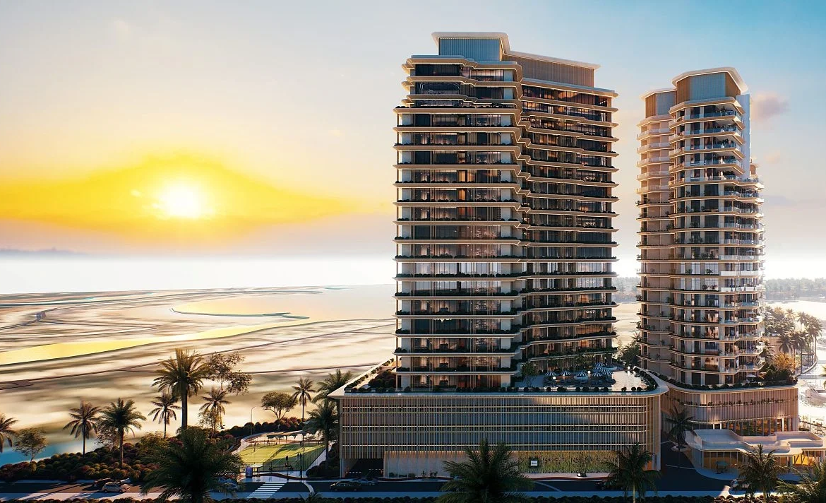 Exterior view of residential apartments for sale in Al Jazirah Al Hamra Ras Al Khaimah UAE
