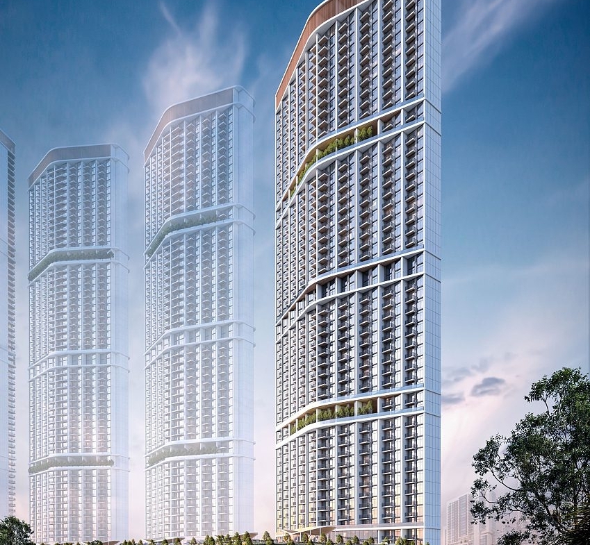 Exterior view of 330 Riverside Crescent Dubai Meydan highlighting modern architecture and canal side setting
