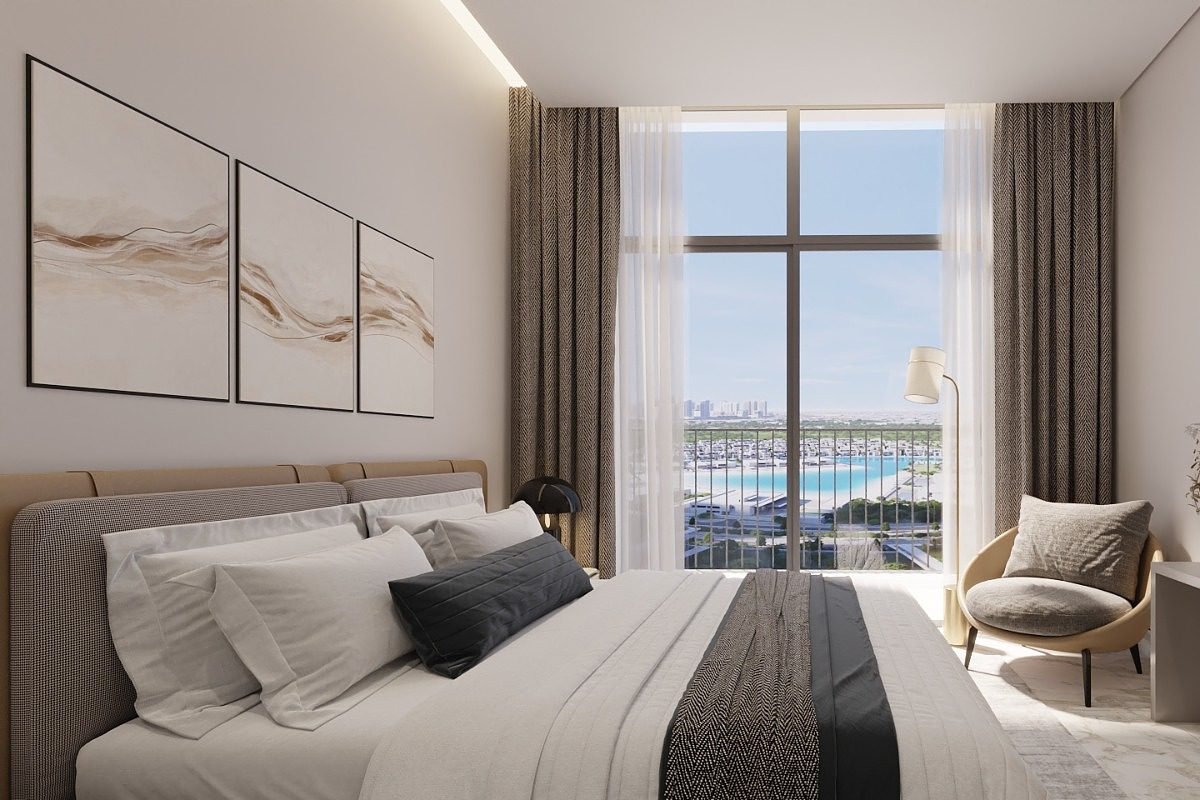 Interior living space at 330 Riverside Crescent Dubai Meydan featuring natural light and refined contemporary finishes