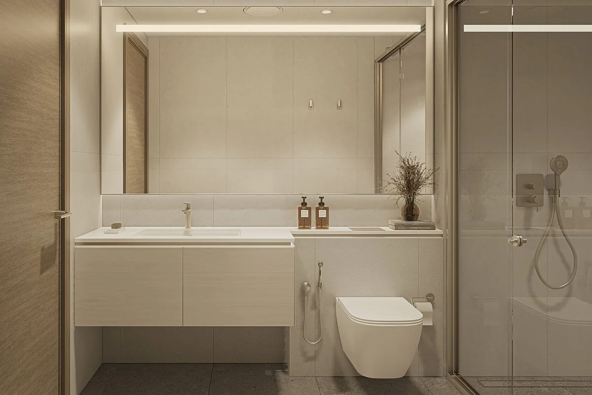 Interior living space at 330 Riverside Crescent Dubai Meydan featuring natural light and refined contemporary finishes