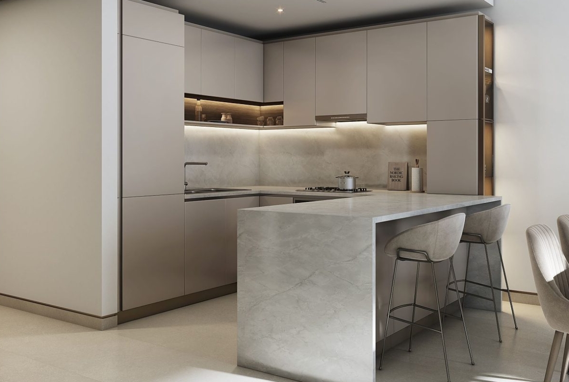 Interior living space at 330 Riverside Crescent Dubai Meydan featuring natural light and refined contemporary finishes