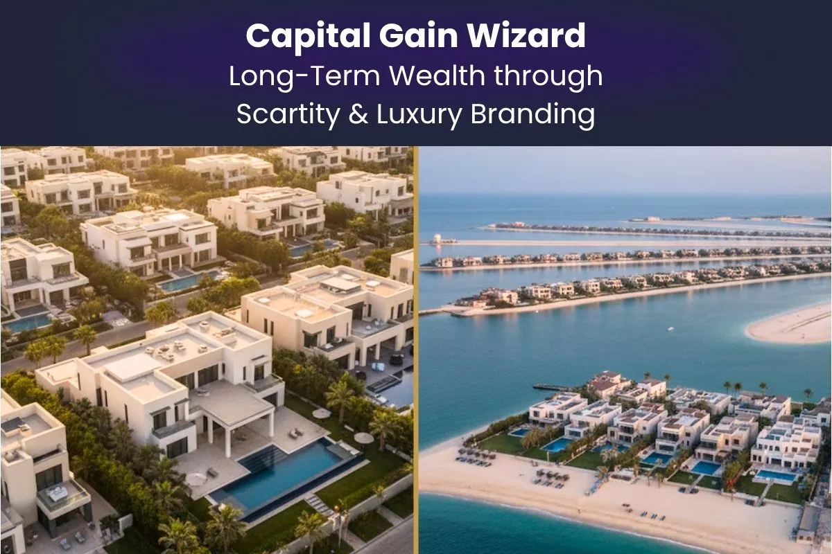 Dubai hills and palm jumeirah villas showing longterm luxury investment and capital appreciation
