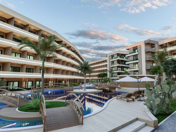 Properties for sale in tömük mersin near the sea with communal pool and horizontal architecture