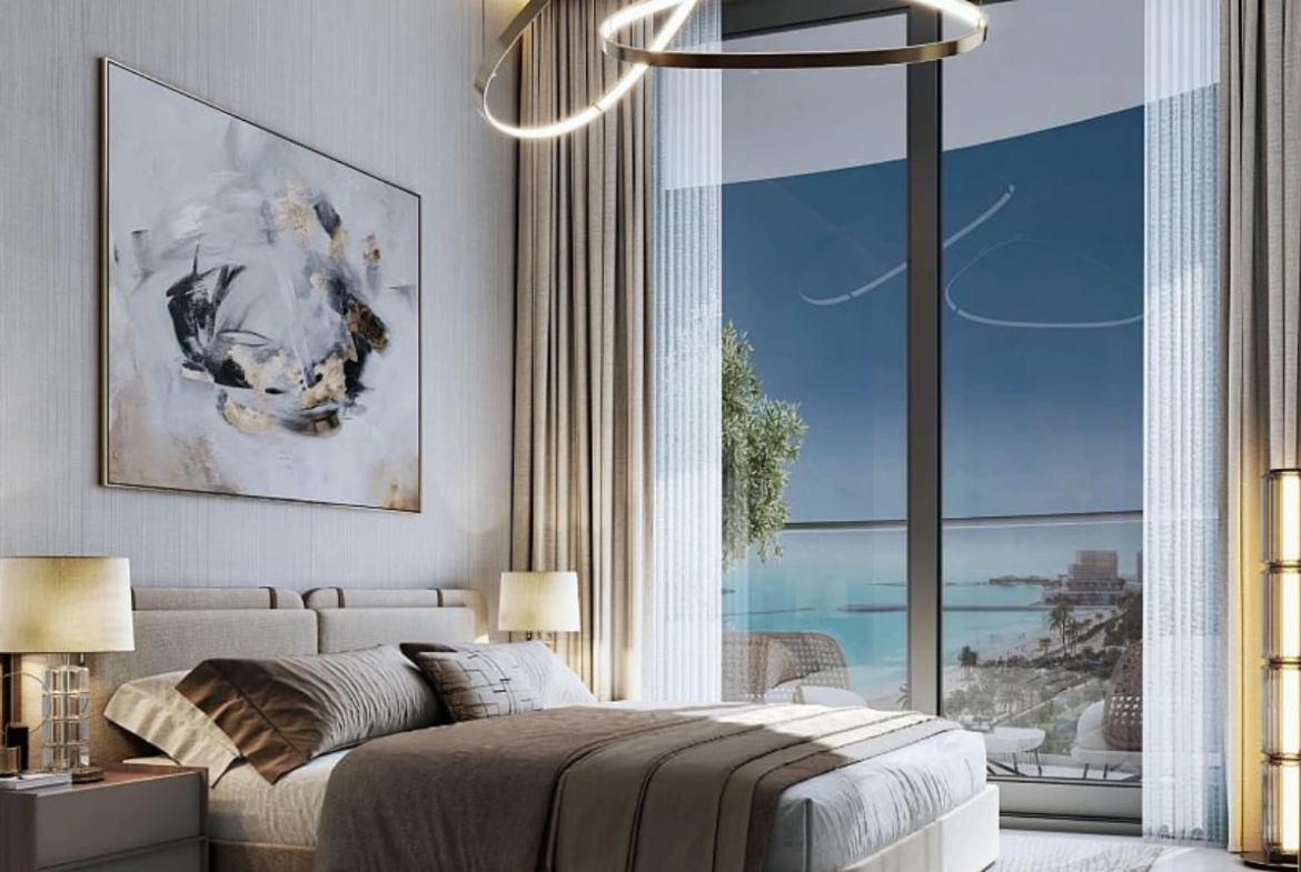 Elegant bedroom design in Sobha Aquamont seafront apartment Umm Al Quwain