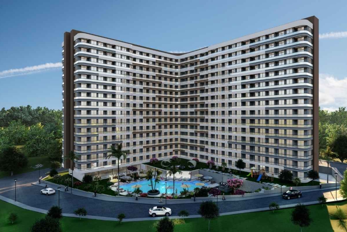 investment apartments in Mersin Erdemli near the sea with communal pool and modern residential complex