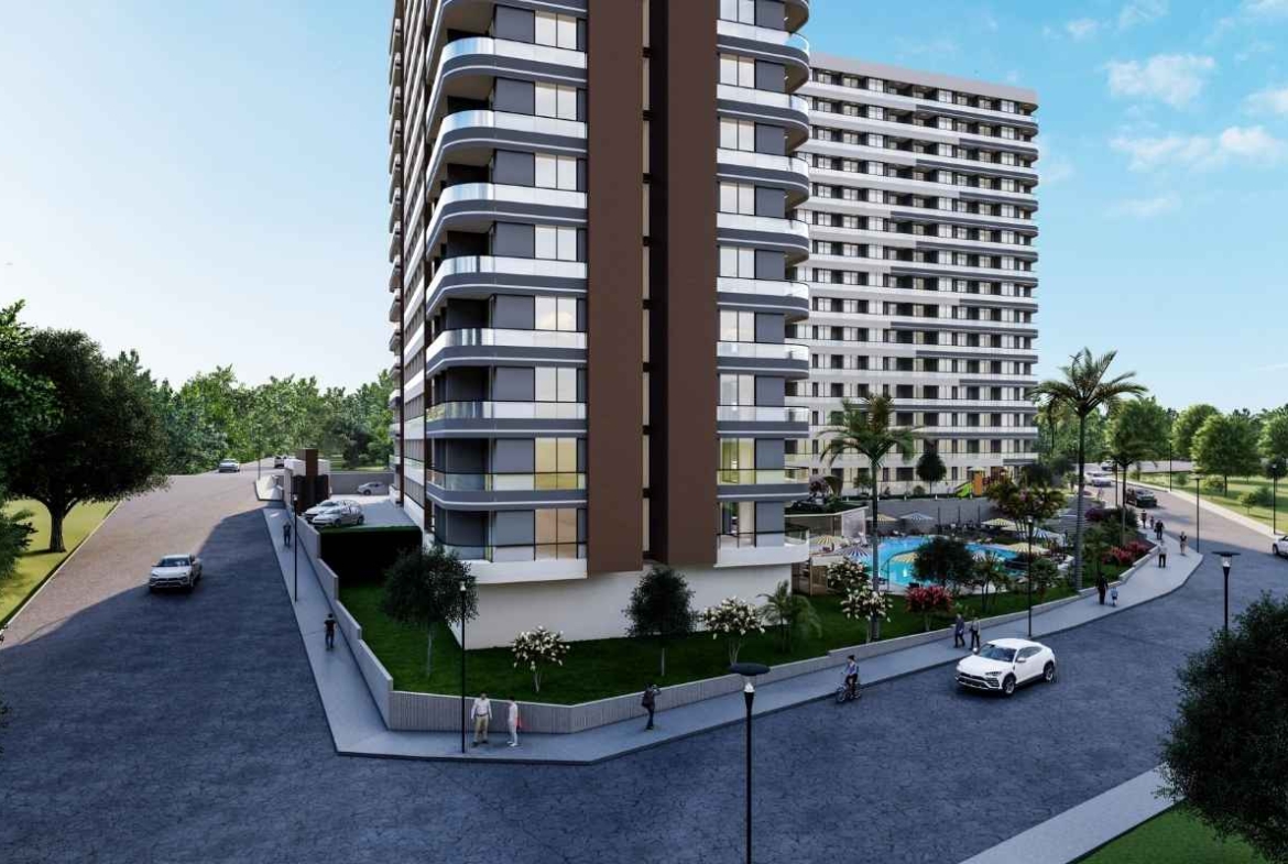 investment apartments in Mersin Erdemli near the sea with communal pool and modern residential complex