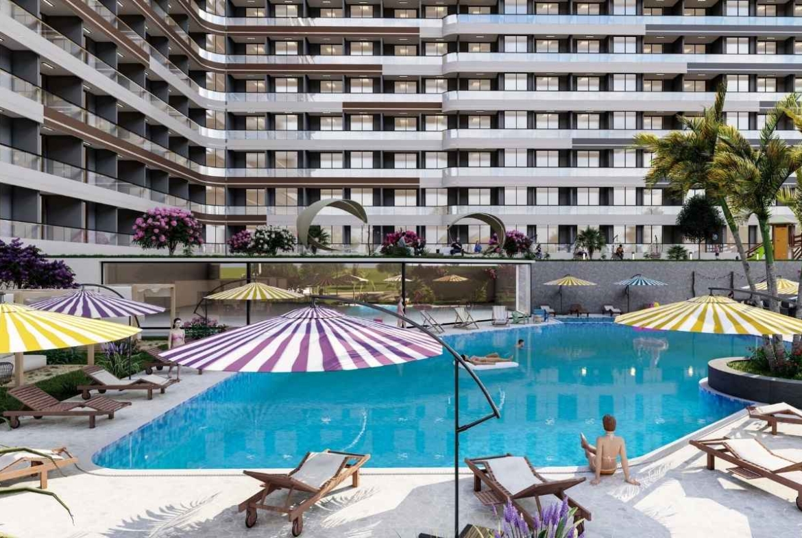 investment apartments in Mersin Erdemli near the sea with communal pool and modern residential complex