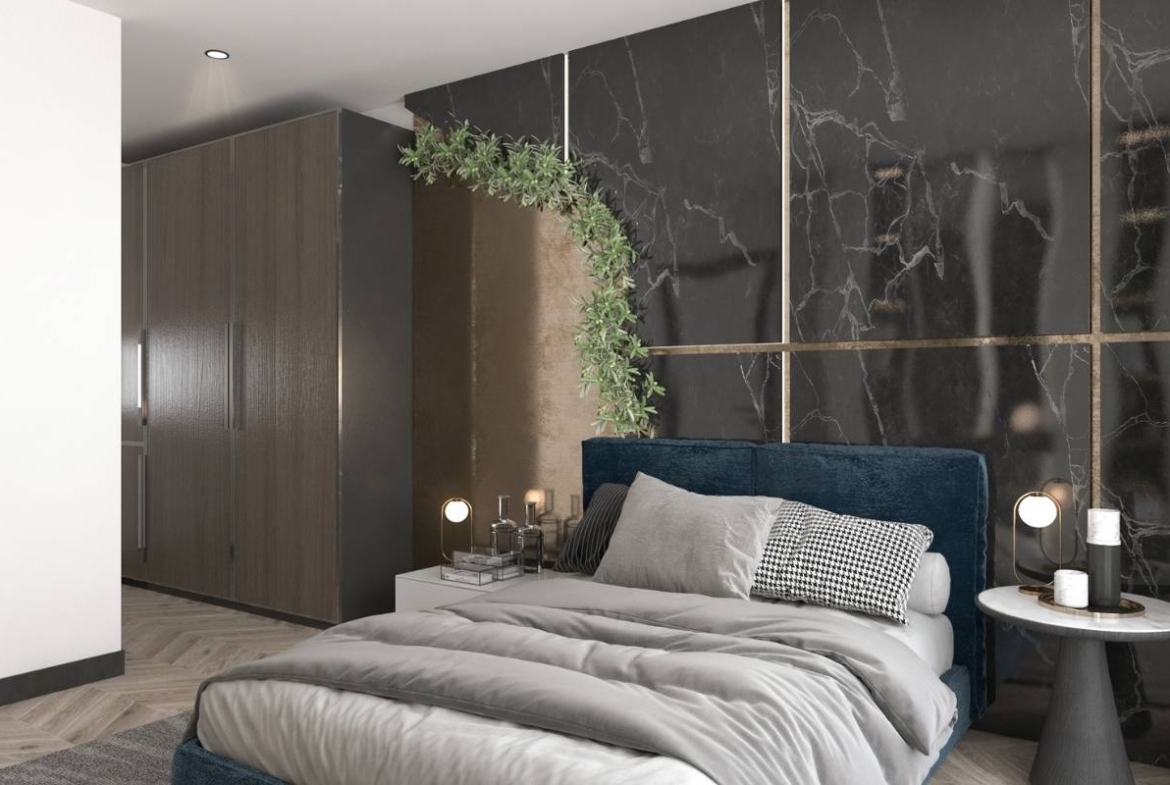 modern apartment interior in Mersin Erdemli with open plan kitchen and bright living area