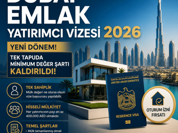 Dubai property investor visa 2026 update showing no minimum investment requirement for sole owners with skyline and luxury villa