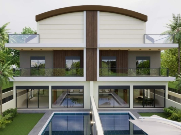 Private pool villas for sale in antalya with elevator turkish bath sauna jacuzzi and luxury family living spaces