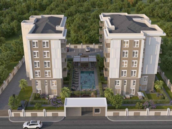 Home office apartments for sale antalya altınova near airport with pool fitness parking and mixed use complex facilities