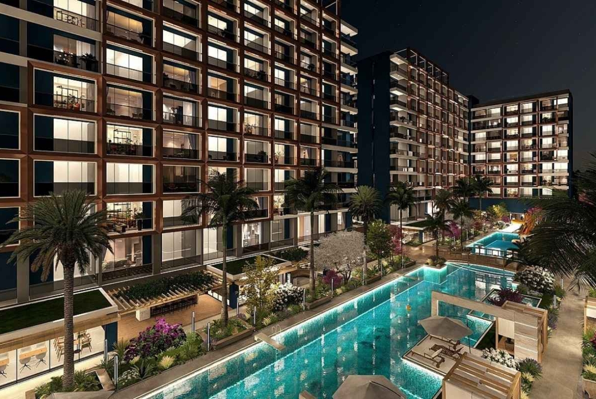 Mersin’de plaja yakın, havuz, aquapark ve kiralama yönetimi olanaklarına sahip satılık otel konseptli daireler.