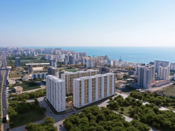 Beach apartments in mersin near the mediterranean with aqua park indoor pool spa and modern complex facilities