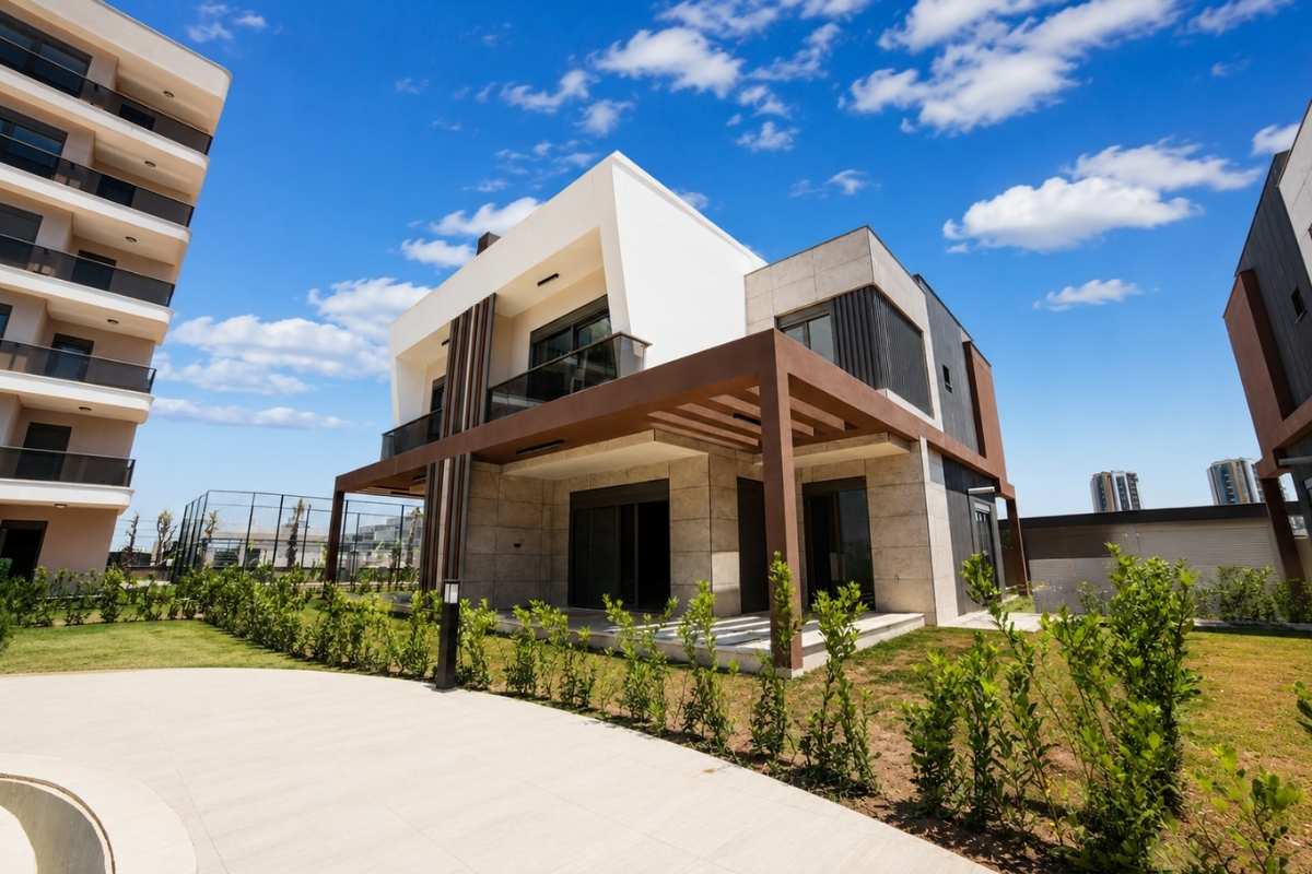 ready luxury villas for sale in Antalya Altıntaş with private garden underfloor heating smart home system and airport access