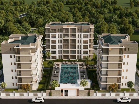 Hotel concept apartments for sale in antalya altıntaş with swimming pool reception fitness sauna and investment potential