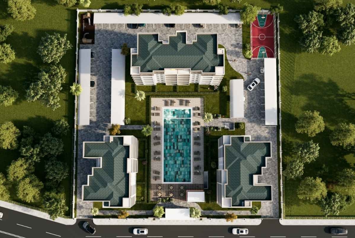 hotel concept apartments for sale in Antalya Altıntaş with swimming pool reception fitness sauna and investment potential