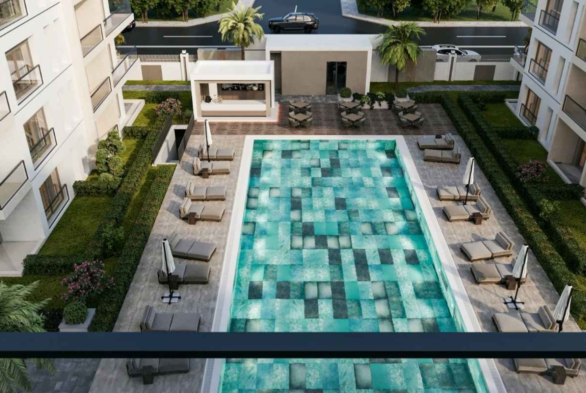 hotel concept apartments for sale in Antalya Altıntaş with swimming pool reception fitness sauna and investment potential
