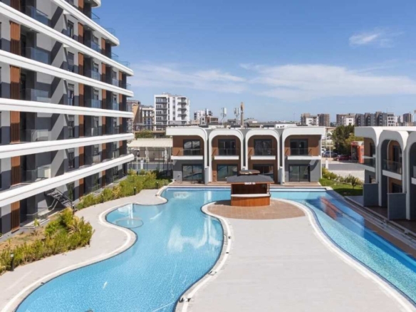 Ready 1 bedroom apartments for sale in antalya altıntaş with aquapark large pool fitness sauna and airport access