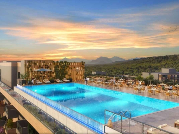 Antalya timeshare holiday homes with pools aquapark spa wellness private beach shuttle and forest surroundings