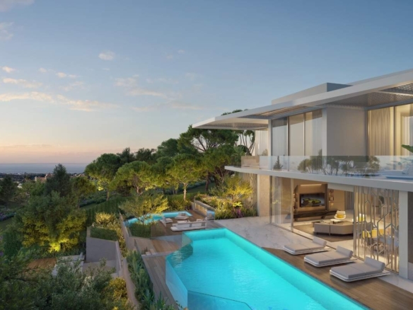 Benahavis luxury villas inspired by lamborghini with private pools panoramic sea views terraces and sculptural architecture