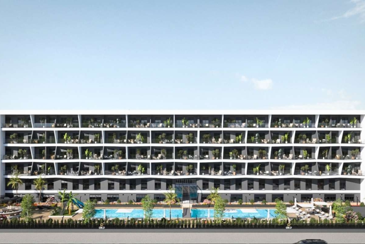 Antalya Kepez’de yüzme havuzu, aquapark, loft konutlar, balkonlar ve peyzajlı sosyal alanlar sunan satılık daireler