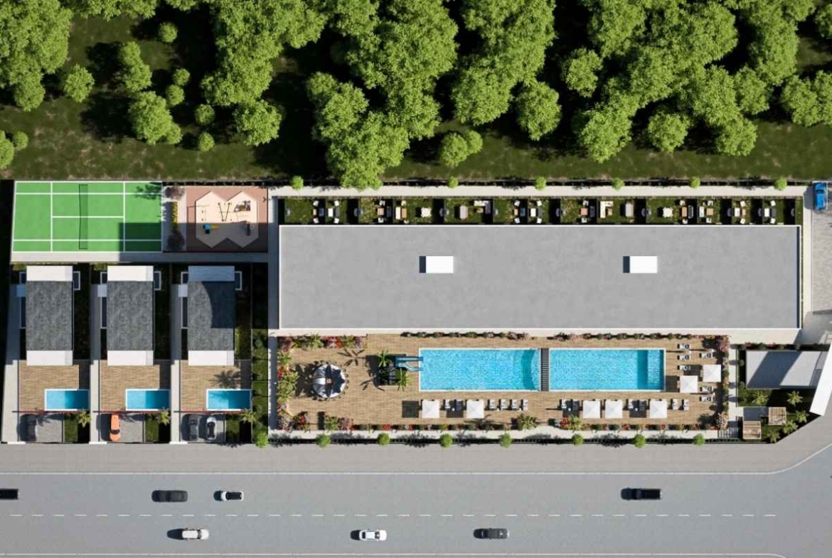 Antalya Kepez’de yüzme havuzu, aquapark, loft konutlar, balkonlar ve peyzajlı sosyal alanlar sunan satılık daireler