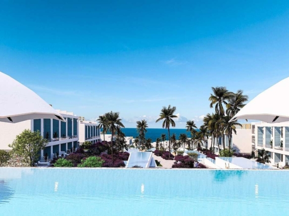 Denize yakın konumda; yüzme havuzları, peyzajlı bahçeler, mobilyalı iç mekânlar ve resort konseptli sosyal olanaklar sunan Gazimağusa satılık daireler